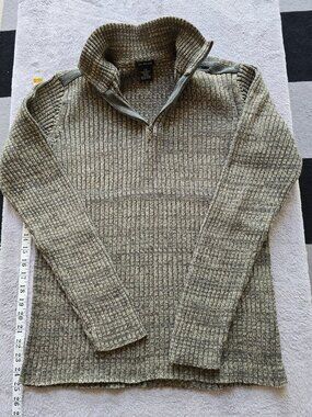 Calvin‎ Klein Mens large Brown 1/4 Zip Mock Neck Knit Pullover Sweater